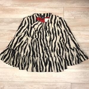 Etcetera Zebra Print Cropped Peacoat Size 0